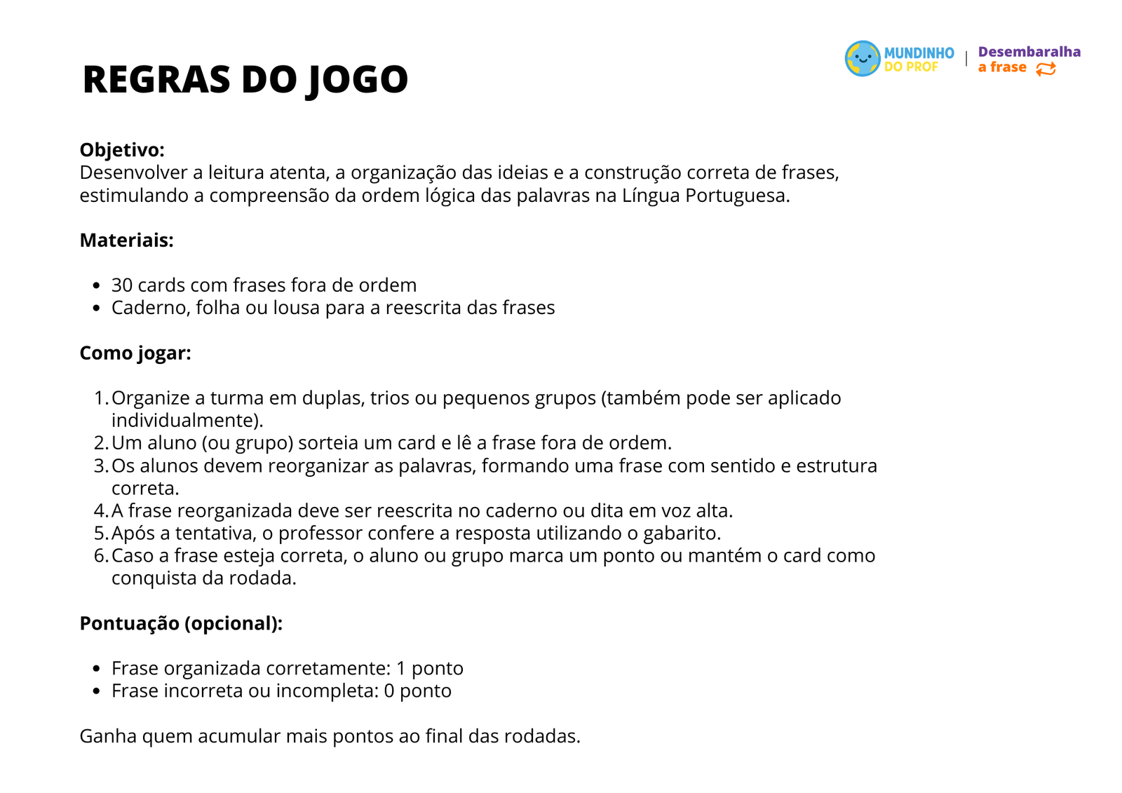 Desembaralha a Frase - Imagem 2